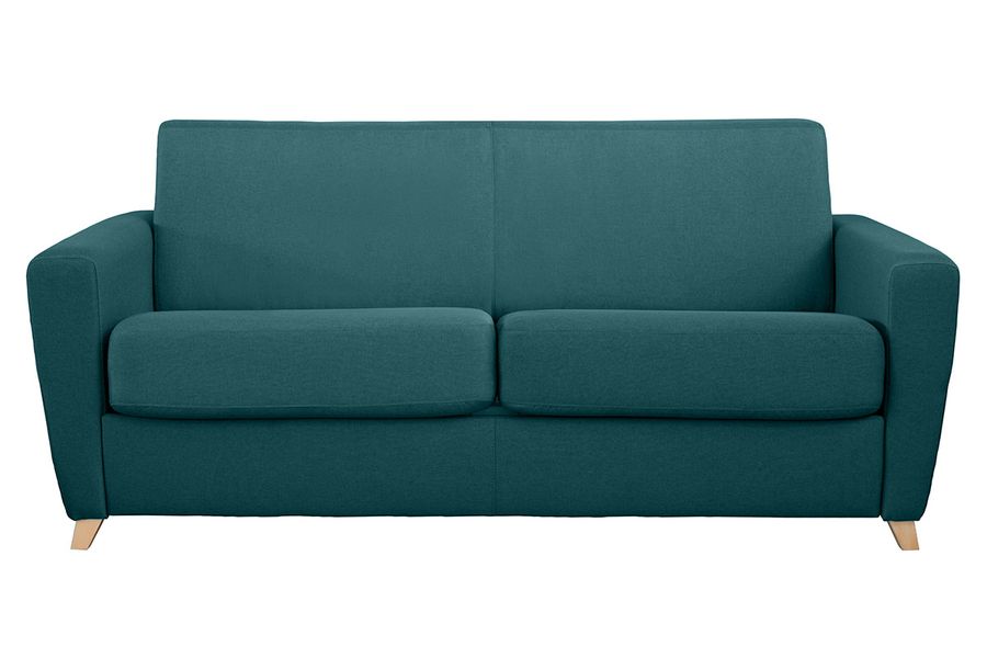 Divano convertibile scandinavo blu foglia di tè e legno GRAHAM