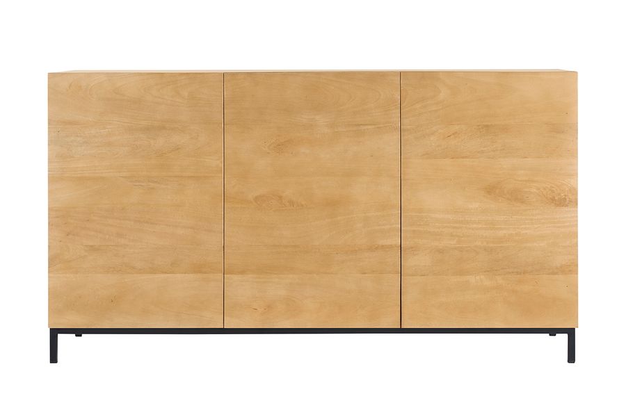 Industrial-Sideboard YPSTER 3 Türen aus aus massivem Mangoholz und Metall