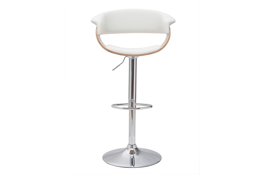  Sgabello da bar di design regolabile OKTAV bianco e legno chiaro