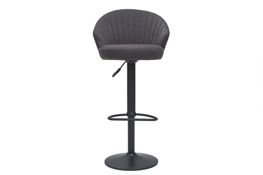 Tabouret de bar design réglable et pivotant en tissu gris foncé IZAAC