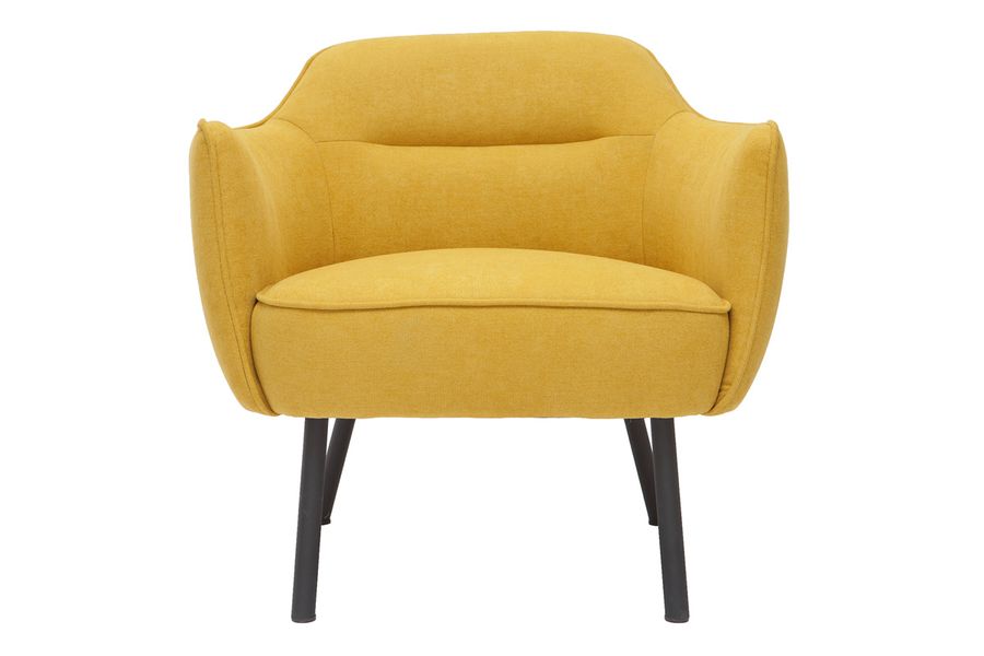Sillón en tejido efecto terciopelo amarillo mostaza LAURENS