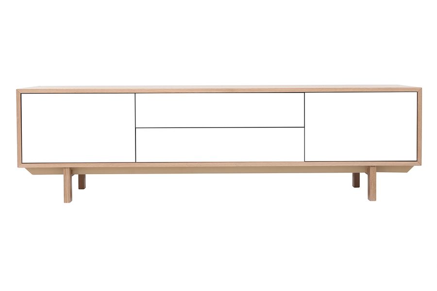 Mobiletto TV scandinavo in legno e bianco 180 cm SID