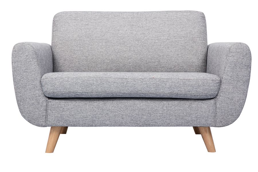 Canapé scandinave 2 places en tissu gris et bois clair PURE