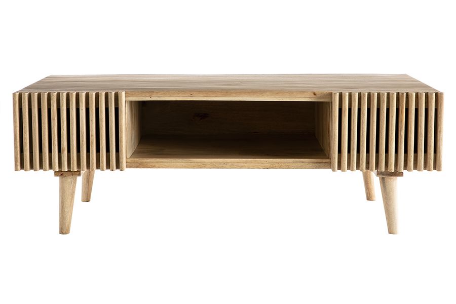 Mesa de centro en mango macizo con puertas correderas ALBA