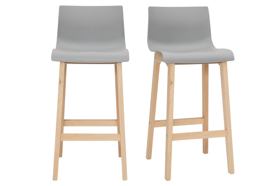 Sgabello da bar design legno e grigio chiaro 65cm set di 2 NEW SURF