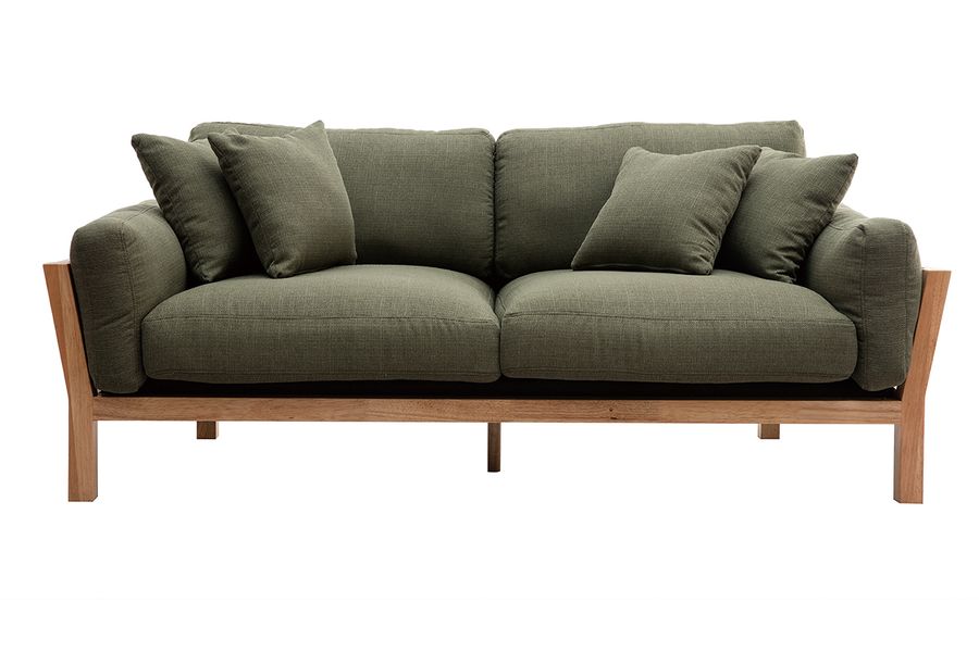 KYO Khaki skandinavisches 3-Sitzer-Sofa mit abnehmbaren Bezügen