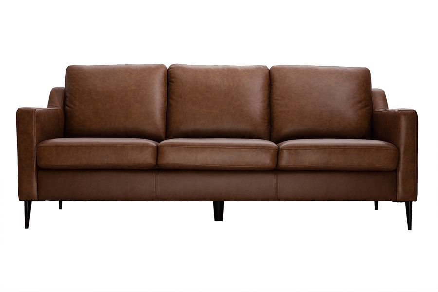 Braunes 3-sitziges Designer-Ledersofa OXMO - Büffelleder