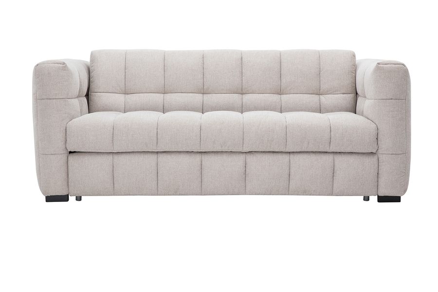Canapé convertible design 3 places en tissu effet velours texturé beige CORTO