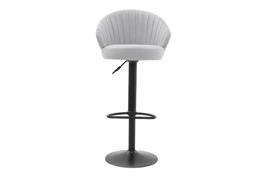 Tabouret de bar design réglable et pivotant en tissu gris IZAAC