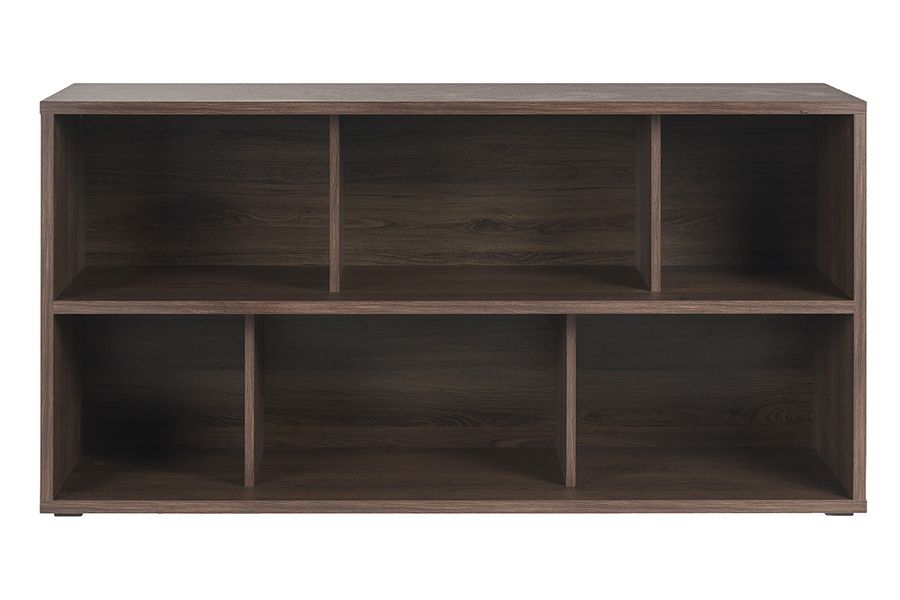 Bibliothèque basse finition bois foncé noyer L140 cm EPURE