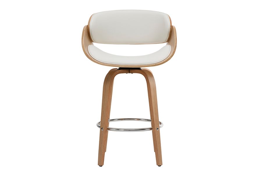 Sgabello da bar girevole bianco e legno chiaro 69 cm BENT