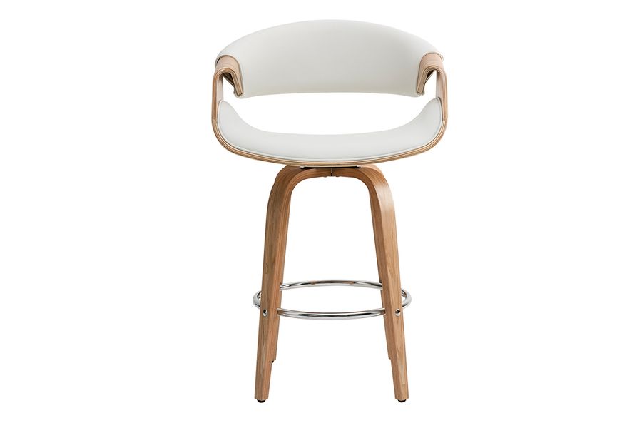 Sgabello da bar design bianco e legno chiaro 68 cm ARAMIS