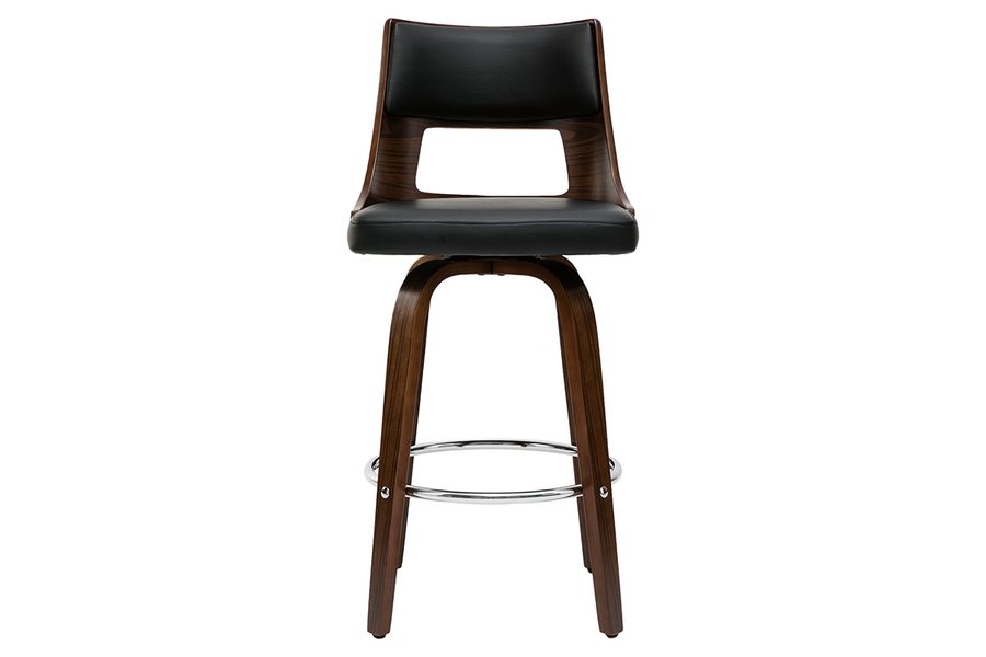 Sgabello da bar scandinavo nero e legno scuro GARBO