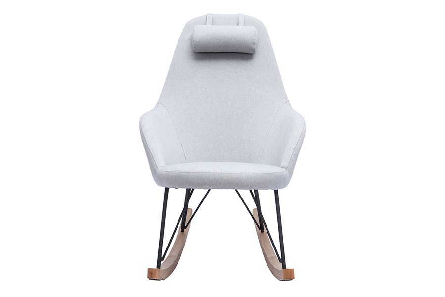 Relax-Sessel - Schaukelstuhl Stoff Grau Füße Metall und Esche JHENE