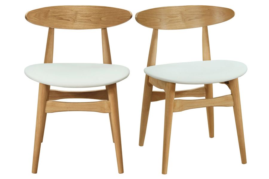 Sillas nórdicas madera clara y blanco (lote de 2) WALFORD