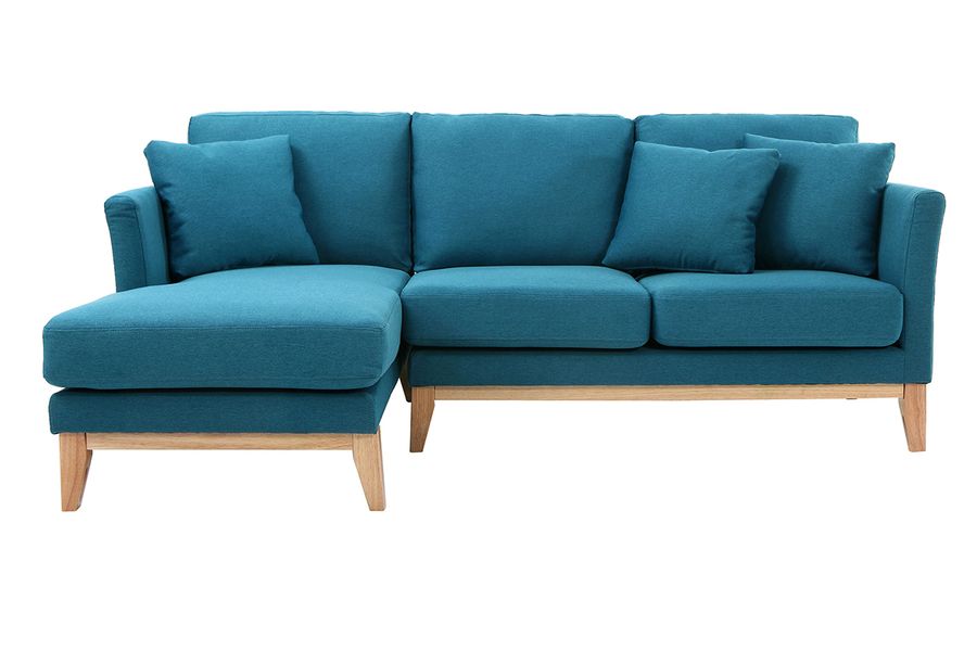 Divano angolare a sinistra scandinavo Blu anatra sfoderabile OSLO