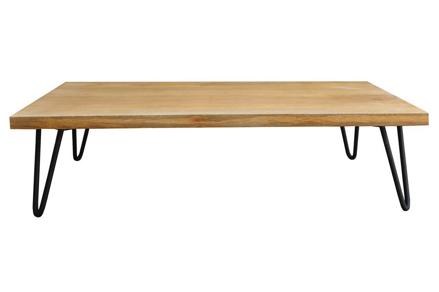 Couchtisch Mangoholz Hairpin Tischbeine Metall Vibes
