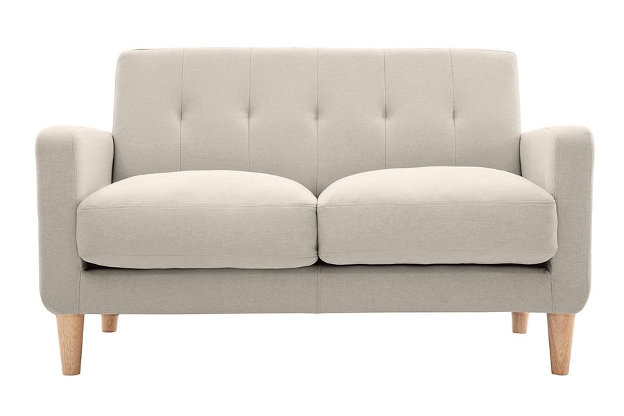 Design-Sofa skandinavisch naturfarbener Stoff 2-Sitzer LUNA