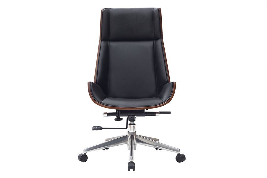 Design-Bürosessel dunkles Holz und Schwarz CURVED