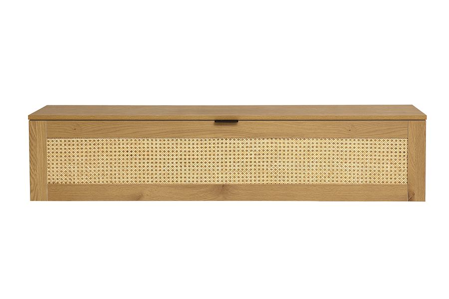 Rangement mural finition bois clair et cannage rotin 1 porte L135 cm MANILLE