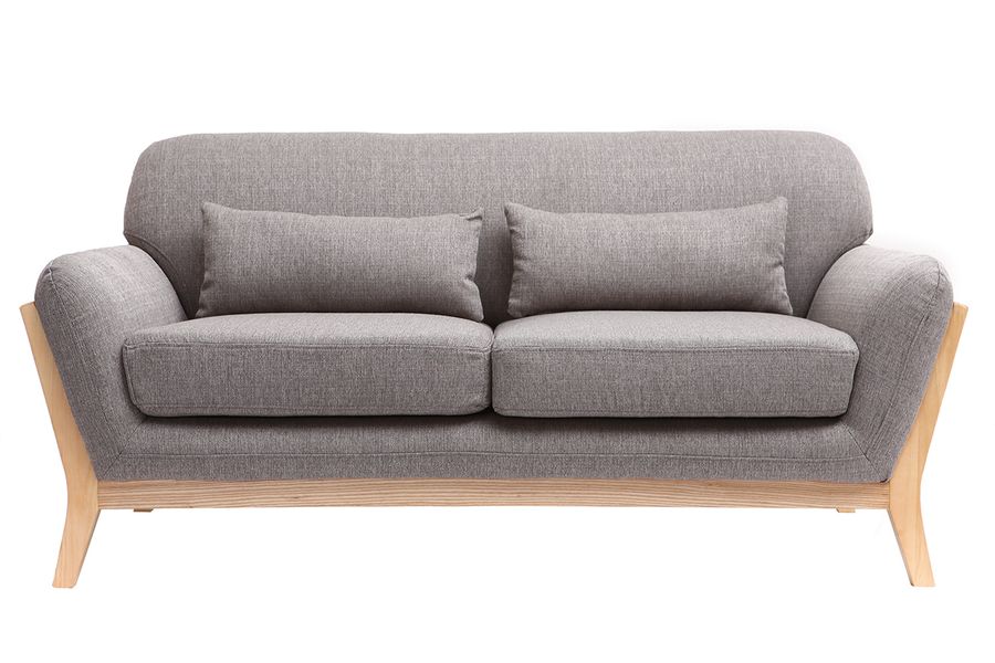 Sofa skandinavisch 2 Plätze Grau Holzbeine YOKO