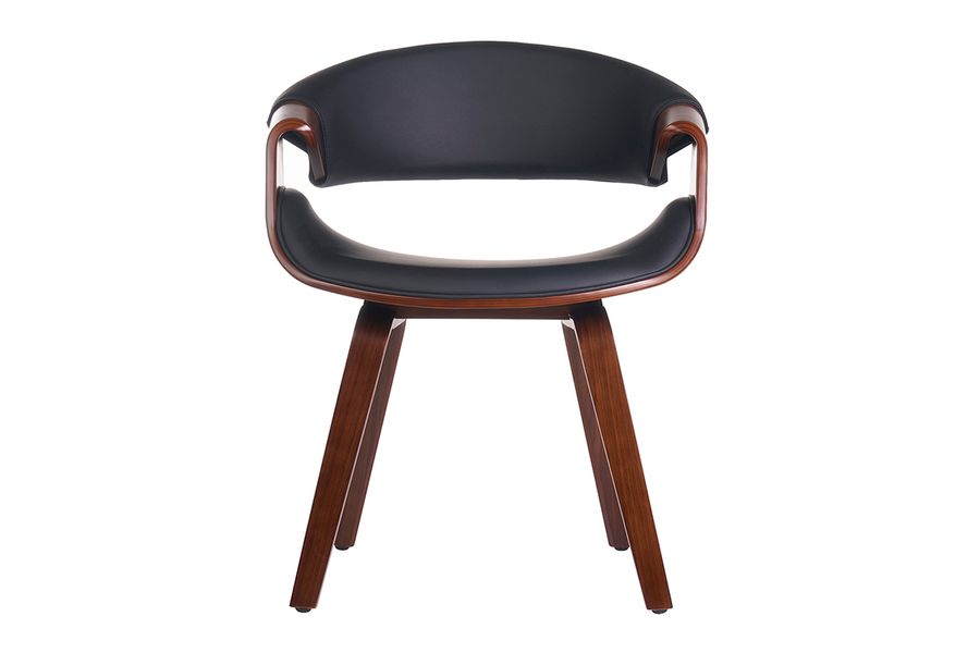 Skandinavischer Armstuhl, schwarz und dunkles Holz ARAMIS