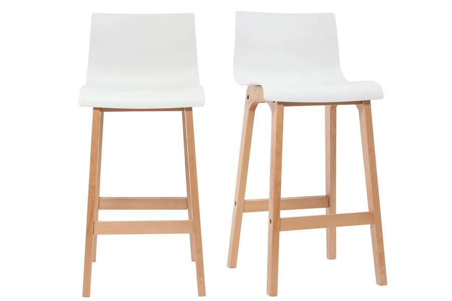 Sgabello da bar design legno e bianco 75cm set di 2 NEW SURF