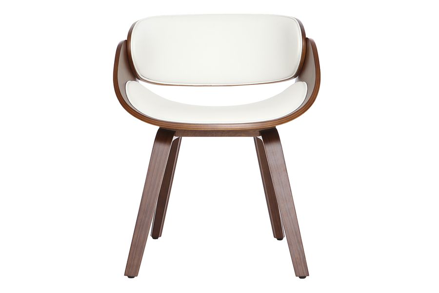 Design-Stuhl Weiß und dunkles Holz Nussbaum BENT