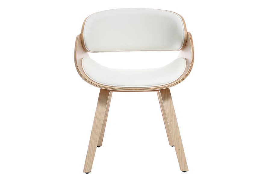 Design-Stuhl Weiß und helles Holz BENT