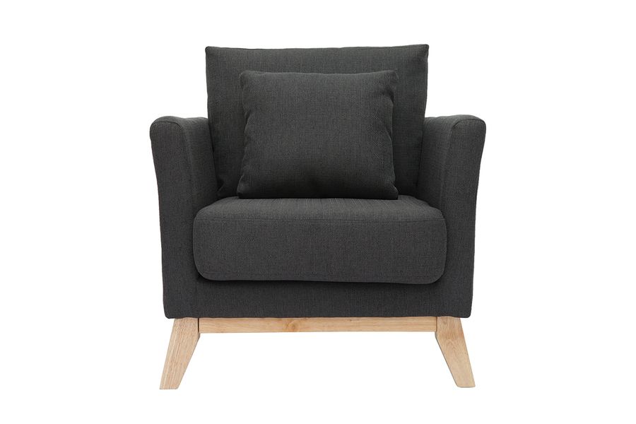 Sillón nórdico gris oscuro patas madera clara OSLO