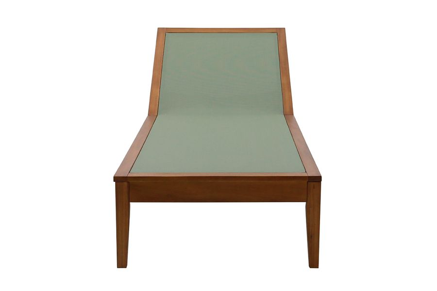 Bain de soleil vert kaki et bois massif NAVEEN