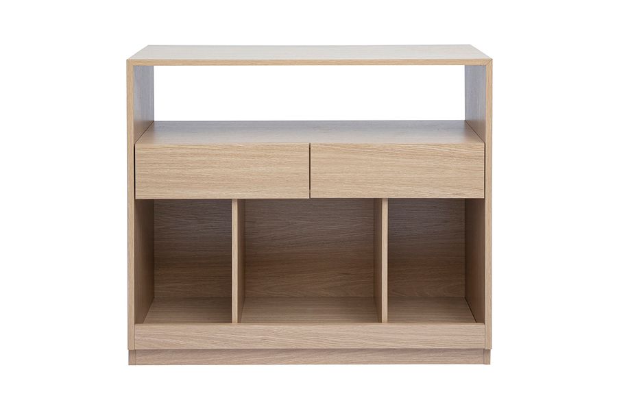 Console avec tiroirs finition bois clair chêne L100 cm RUBINA