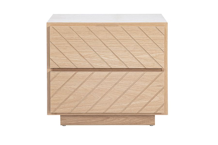 Table de chevet avec rangements 2 tiroirs finition bois chêne MATALA