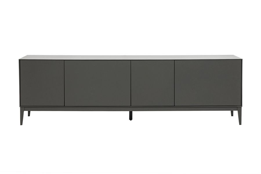 Meuble TV design gris laqué brillant avec rangements L180 cm GRAY