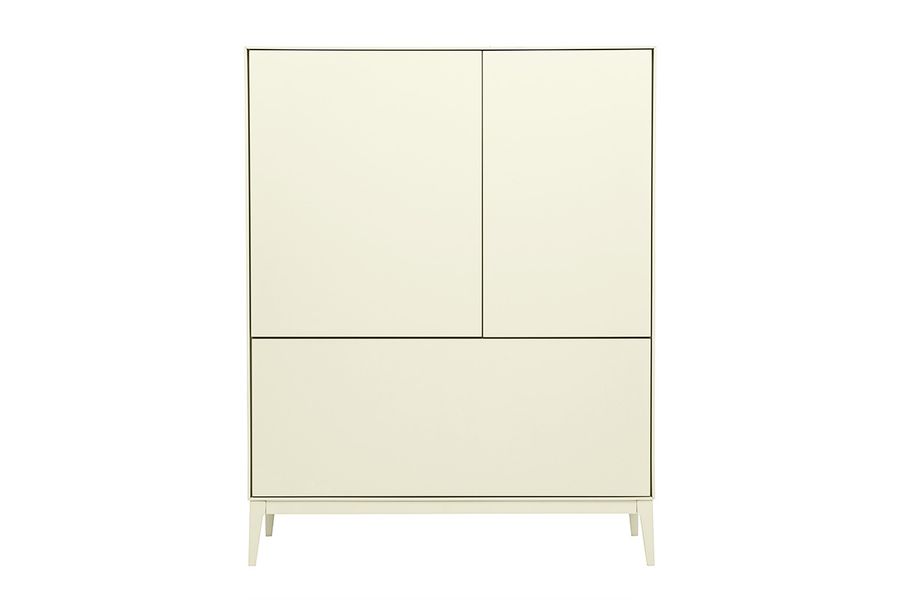 Buffet haut beige laqué mat 2 portes 1 tiroir L90 cm GRAY