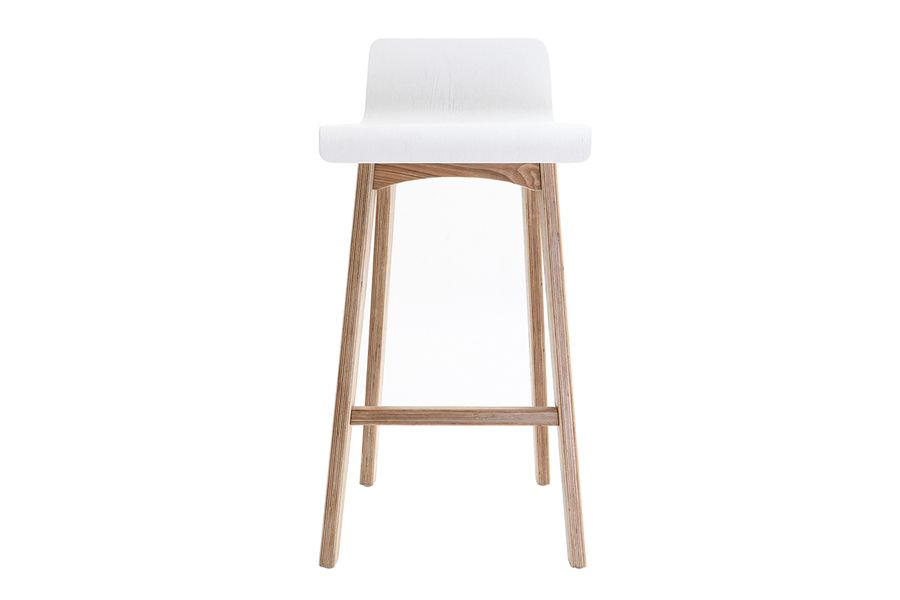 Taburete / Silla de bar escandinavo 65cm blanco patas madera BALTIK