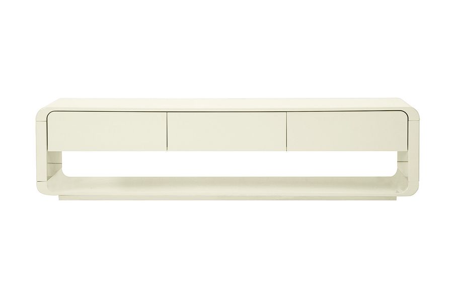 Meuble TV design beige laqué brillant 3 tiroirs L179.5 cm SAILOR