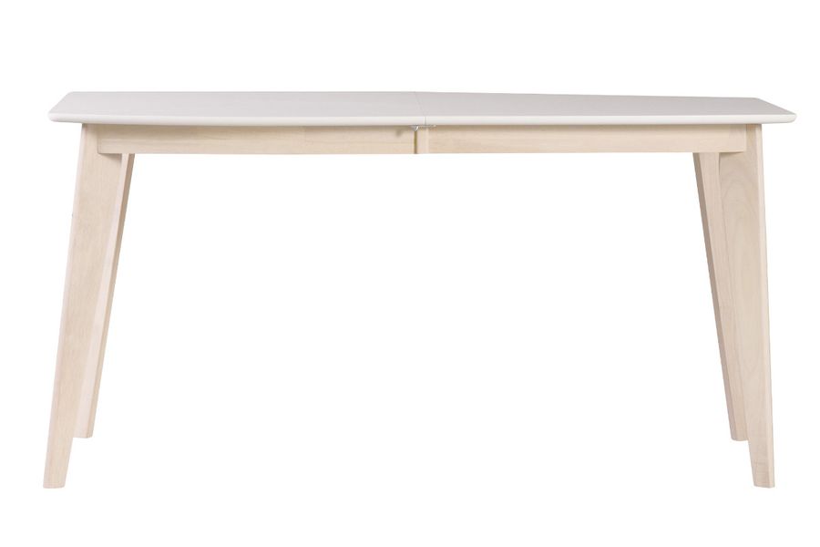 Mesa de comedor diseño extensible blanca y madera clara L150-200 LEENA