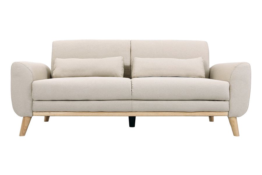 Design-Sofa 3 Plätze Stoff naturfarben Eichenbeine EKTOR