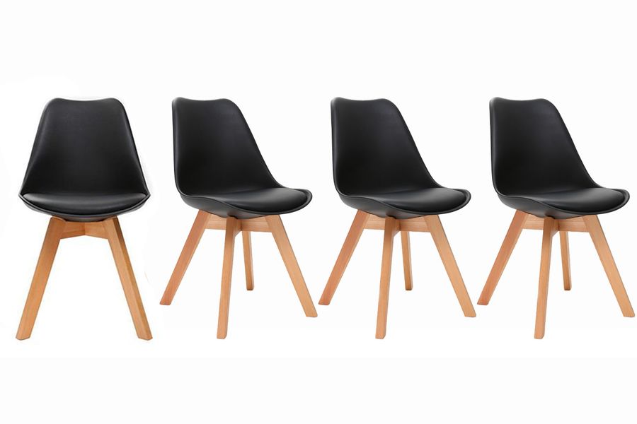 Design-Stühle Schwarz 4er-Set PAULINE