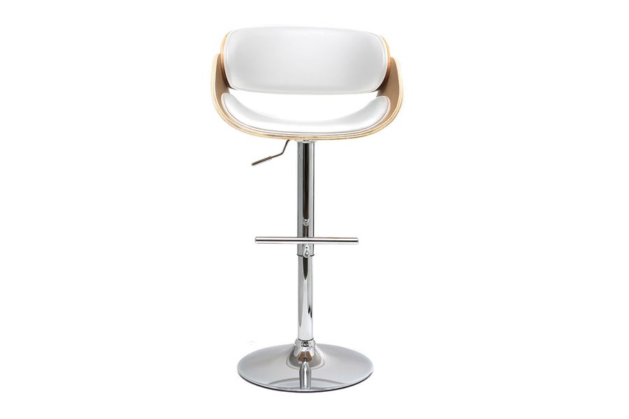 Sgabello da bar design bianco e legno chiaro BENT