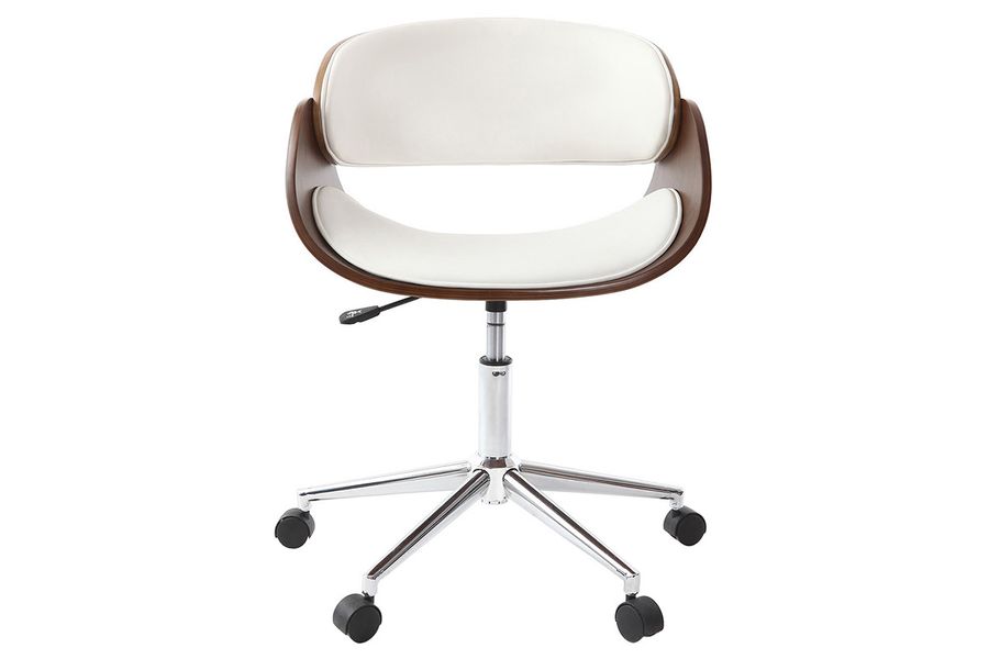 Design-Stuhl auf Rollen Weiß und Nussbaum BENT