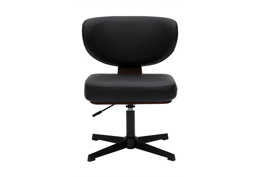 Chaise de bureau noire et bois foncé noyer HANZ