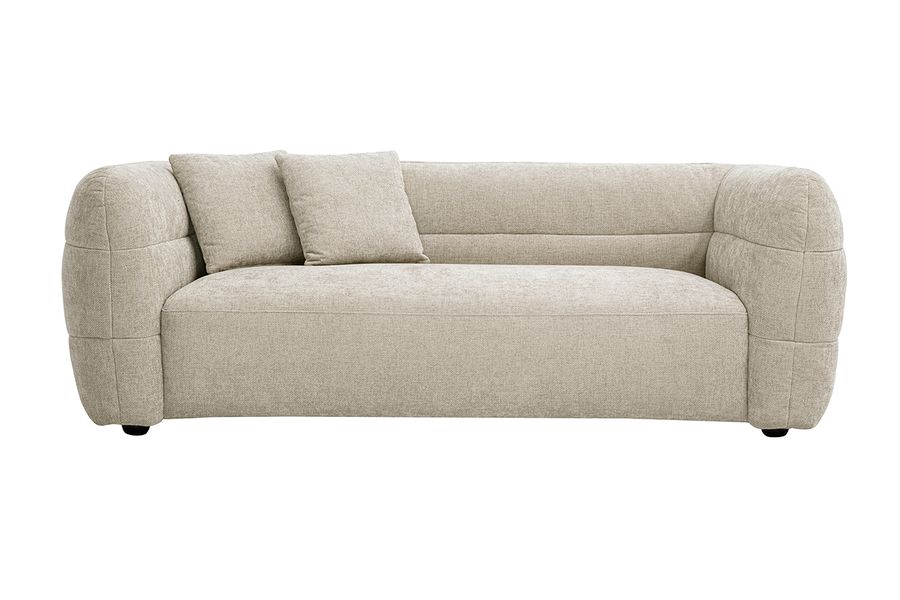Canapé 3 places en tissu effet velours texturé beige JOYA