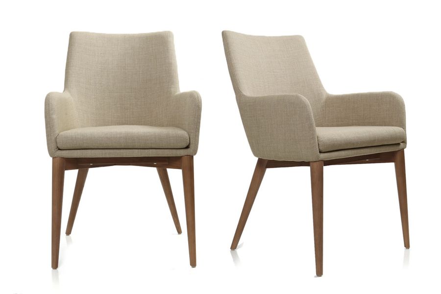 Lote de 2 sillones de diseño en poliéster beige SHANA
