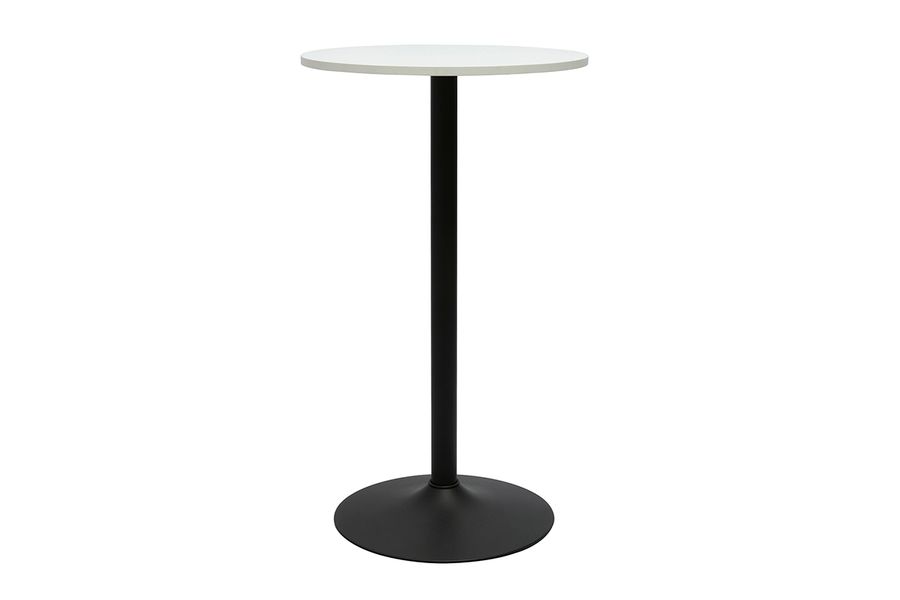 Table haute design ronde blanche et métal noir D60 cm CALISTA