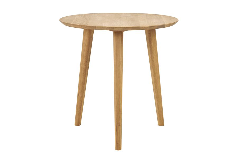 Tavolo da pranzo rotondo in legno chiaro di rovere massello D75 cm OKSANA