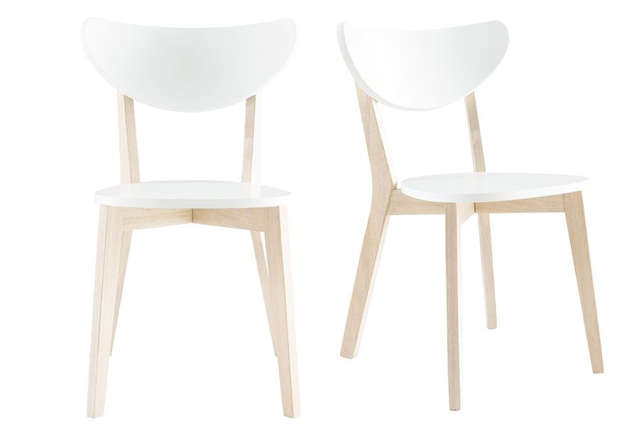 Sillas diseño madera y laminado blanco LEENA (lote de 2)