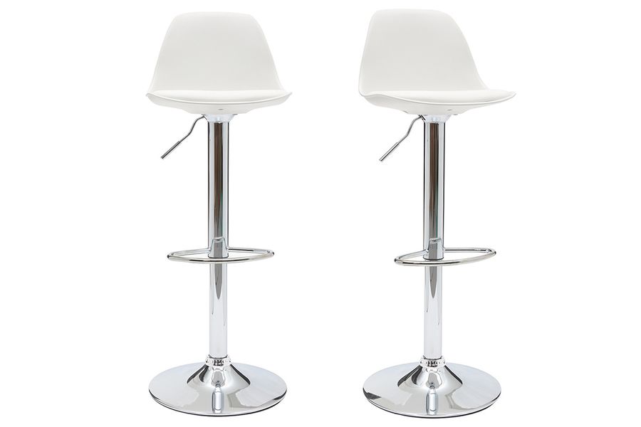 2 Design-Barhocker STEEVY Weiß