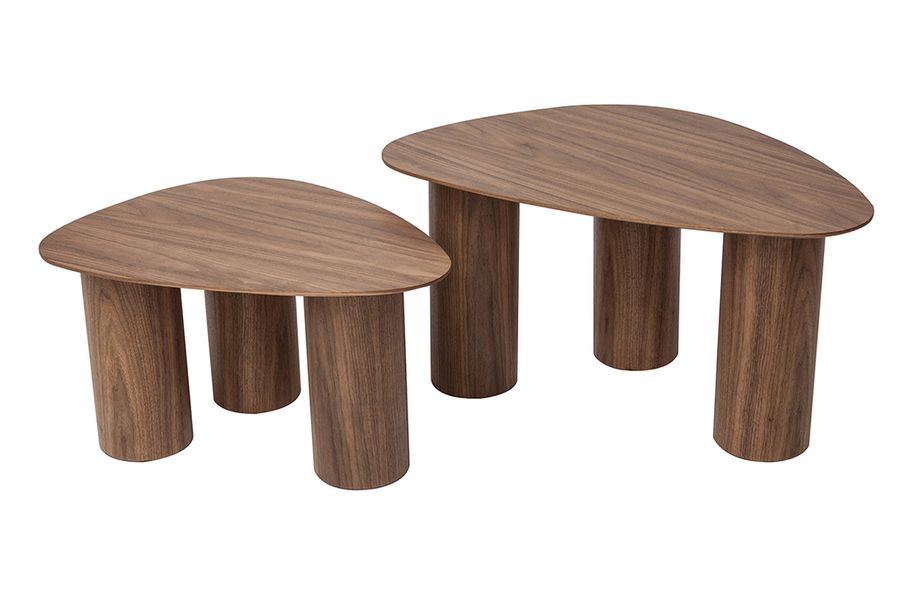 Tables basses gigognes design en bois foncé (lot de 2) FOLEEN